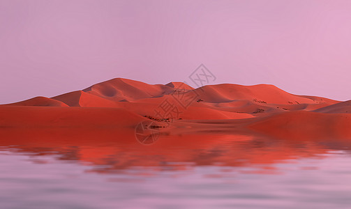美丽的沙丘在水中出现 沙丘的景象死亡气候橙子干旱冒险全景旅游戈壁日落土地图片