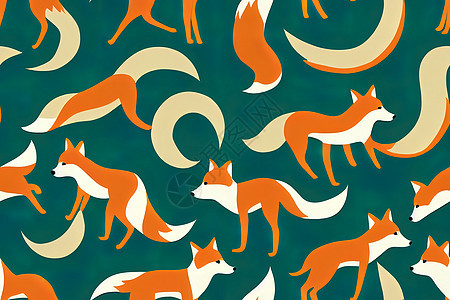 森林动物无缝模式 狼和狐狸模式图片
