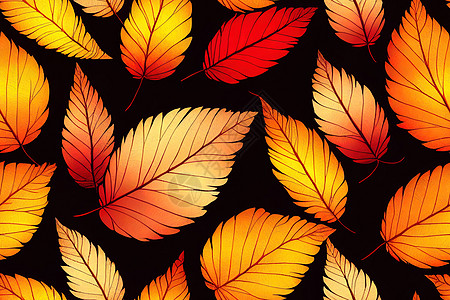 手绘枫叶无缝秋季落叶图示 2d 插图背景