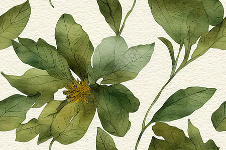 无缝模式 水色植物花朵松动 绿叶 树枝图片