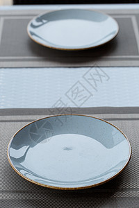 清空的蓝色玻璃陶瓷三聚氰胺板做晚饭制品同心工作室边缘盘子圆圈厨房餐具用具用餐图片