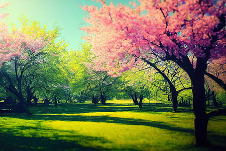 春季的公园景观 绿色草地公园景色图片