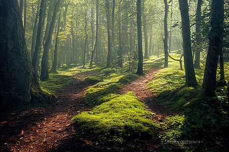 美美的树林照片拍摄于波兰Bieszczady山高清图片