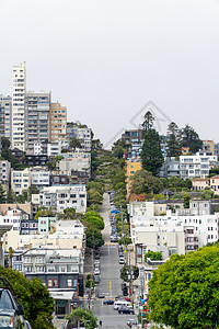 美国旧金山的伦巴德街 远处美国图片