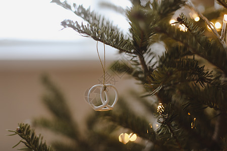 圣诞成份 新年背景 挂在树上的圣诞装饰品卡片风格问候语季节礼物横幅云杉松树装饰喜悦图片