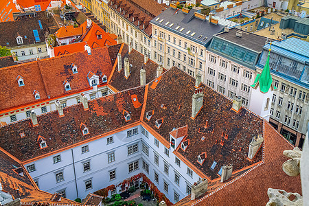 奥地利中世纪旧城市风景高于维也纳街道风景大教堂建筑鸟瞰图景观摄影历史天线城市图片