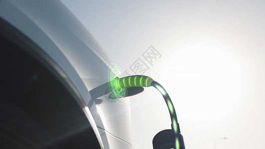 电动汽车充电的 3d 动画 插入汽车的电动汽车充电端口 充电技术 清洁能源加注技术 电动车充电电池充电口图片
