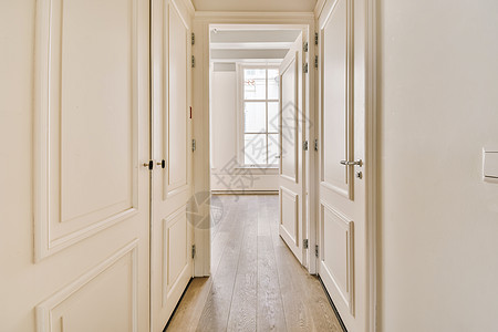 现代沙发白色走廊 有白色门和窗户背景
