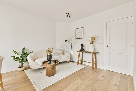 一个客厅 有白色沙发和一张桌子风格奢华硬木地面枕头住宅长椅木头建筑学家具图片