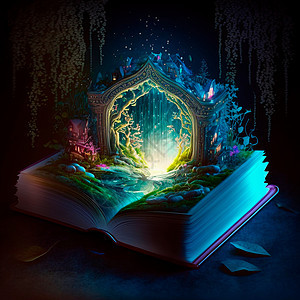 一本有童话故事的开放魔法书字典想像力书店圣经学校辉光灯泡故事智慧精神背景图片