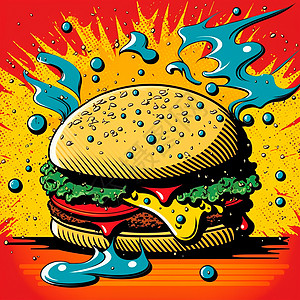 汉堡图 绘画 复古艺术食物牛肉菜单包子黑板木板海报饮食小吃午餐图片
