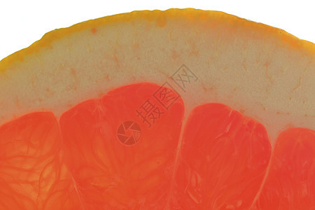 红色多汁的葡萄柚特写镜头在白色背景的 在白色背景隔绝的葡萄柚切片 宏观水平图像柚子节食果汁茶点水果热带饮食小吃宏观橙子图片