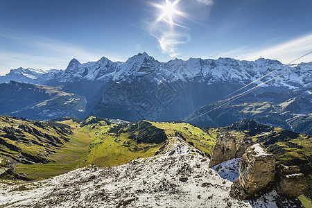 瑞士伯尔尼瑞士阿尔卑斯山的景象瑞士冰川翠菊雪山耀斑天空文化地区地标假期高地图片