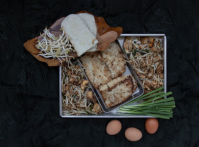 甜豆芽和玉米饼 泰国菜中国菜 叫做卡农朴甘蔗或夏奎克 有选择性的焦点午餐食谱饮食美食菜单摄影食物韭菜木板美味图片