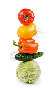 新鲜蔬菜     白底番茄黄瓜卷心菜胡椒图片