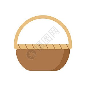 卡通相机白色背景上的空食物篮子 矢量平面卡通插图 设计元素 标签 单个对象背景