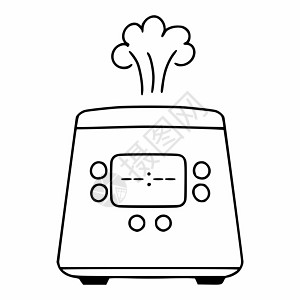 做饭用的厨房用具 像涂鸦一样慢速的电炉子电饭煲插图火炉草图电器房子蒸汽公寓器具染色图片
