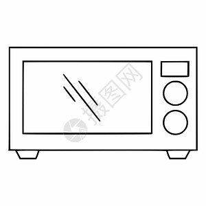 一个涂鸦式微波炉 家用厨房用品图标器具黑色火炉用具矢量锅炉烹饪食物插图爆米花图片