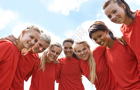 全女冠军 全女足球队的肖像 站在外头赤手空拳图片