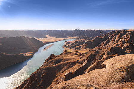 岩石峡谷地形 中亚洲自然景观的河流风景图片