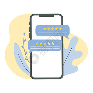 客户在电话屏幕上审查 人们评价产品 服务 网站评级反馈概念 Trindy矢量平板图图片
