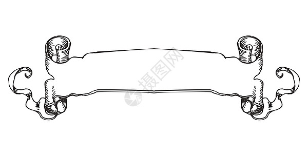 白色矢量图示上隔离的文体横幅丝带 复制文本空间纹章手稿传奇故事艺术旗帜翅膀绘画古董雕刻图片