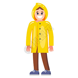 秋天在街上穿黄色雨衣的男人图片