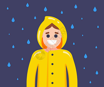 黄色雨衣保护一个人免受雨的侵袭图片
