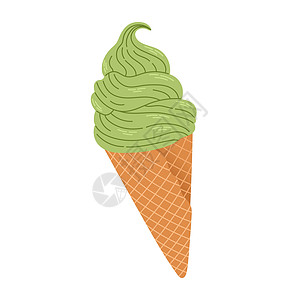 贴纸 明信片 笔记本的孤立矢量甜点奶油设计元素冰淇淋绿叶食品抹茶绿茶插图图片