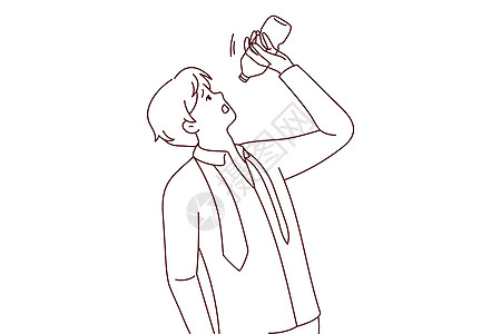 口渴的人中暑发炎冷却卡通片气候症状空气男性绘画插图天气温度图片