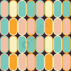 70s 风格的中世纪变数模式 矢量插图马赛克波浪状海浪墙纸现代主义者数码中叶织物褐色橙子图片
