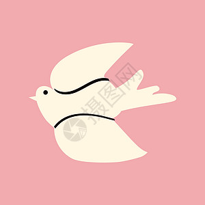 鸽鸟是和平的象征 简单可爱的矢量以涂鸦风格绘制图片