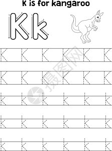 袋鼠动物追踪信ABC 彩色页面 K图片