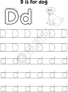 狗动物追踪信件ABC 彩色页面 D活动小学语言野生动物孩子们图画书写作孩子学前班学校图片