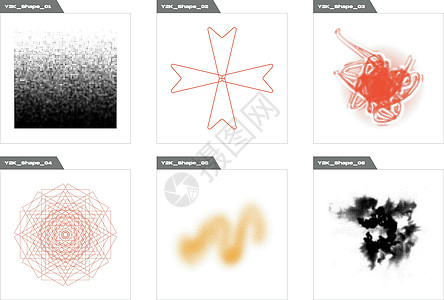 Y2K 元素的集合 抽象图形几何符号的大集合 y2k 风格的对象服饰几何学插图星星火花狂欢框架天空收藏艺术图片