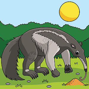 巨型Anteater 动物有色漫画说明图片