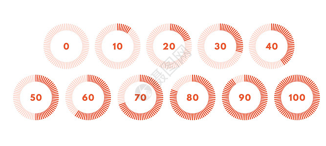 循环进度栏 定时器图标 间隔为10% 下载显示 矢量插图图片