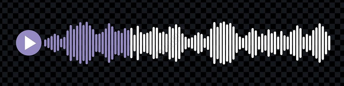 声波或语音消息图标 音乐波形 曲目广播播放 音频均衡器线 矢量图收音机信箱玩家播客歌曲体积圆圈嗓音按钮光谱背景图片