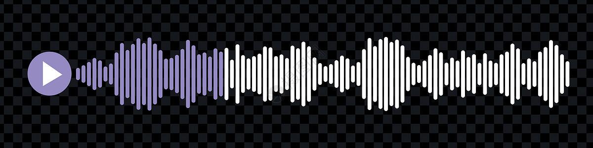 声波或语音消息图标 音乐波形 曲目广播播放 音频均衡器线 矢量图收音机信箱玩家播客歌曲体积圆圈嗓音按钮光谱背景图片