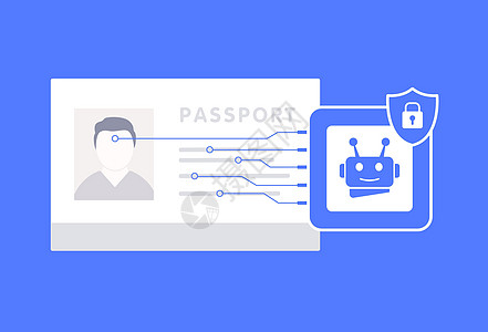 在旅行和边境控制 AML KYC 中越来越多地使用 AI 强调安全识别的重要性和隐私需求 护照被人工智能扫描图片