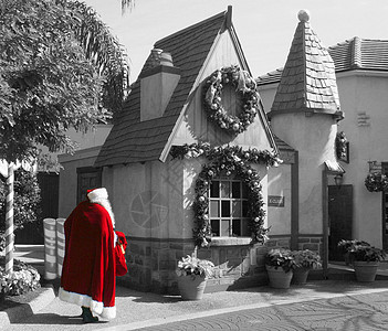 圣诞老人来了作坊父亲解雇假期红色外套季节背景图片