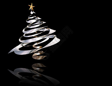 圣诞树丝带假期星星季节漩涡季节性金属图片