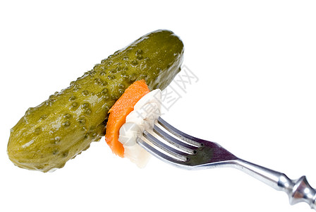 叉子上摘黄瓜果汁绿色食物水滴蔬菜生活饮食生产洋葱团体背景