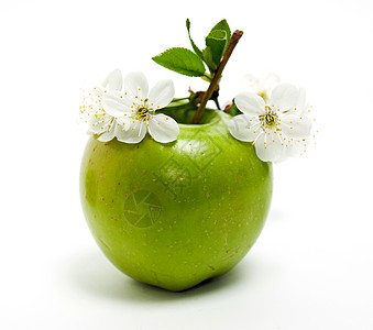 绿苹果芳香疗法叶子白色宏观花瓣枝条地面药品奶奶图片