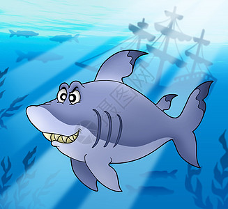 大蓝鲨鱼沉船图片