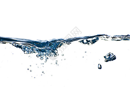 孤立的水喷洒着气泡和水滴抽象海浪波纹反射流动环境墙纸温泉蓝色美丽液体图片
