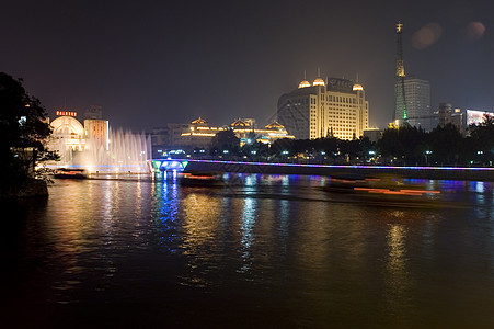 与Haohe河相伴的夜市风景景观发光建筑学城市反射建筑亮度图片