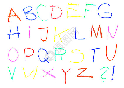 ABC 散货箱写作绘画字母孩子书面卡通片字体孩子们蜡笔艺术背景图片