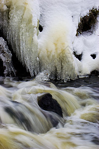 冻结瀑布飞溅溪流荒野流动白色运动冰柱水晶季节图片