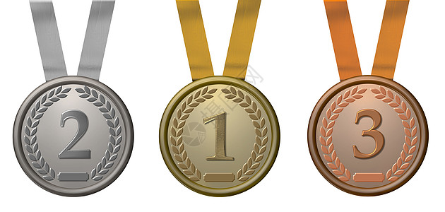 金 银和铜奖章插图奖品勋章领导者征服成功游戏竞赛青铜讲台优胜者图片
